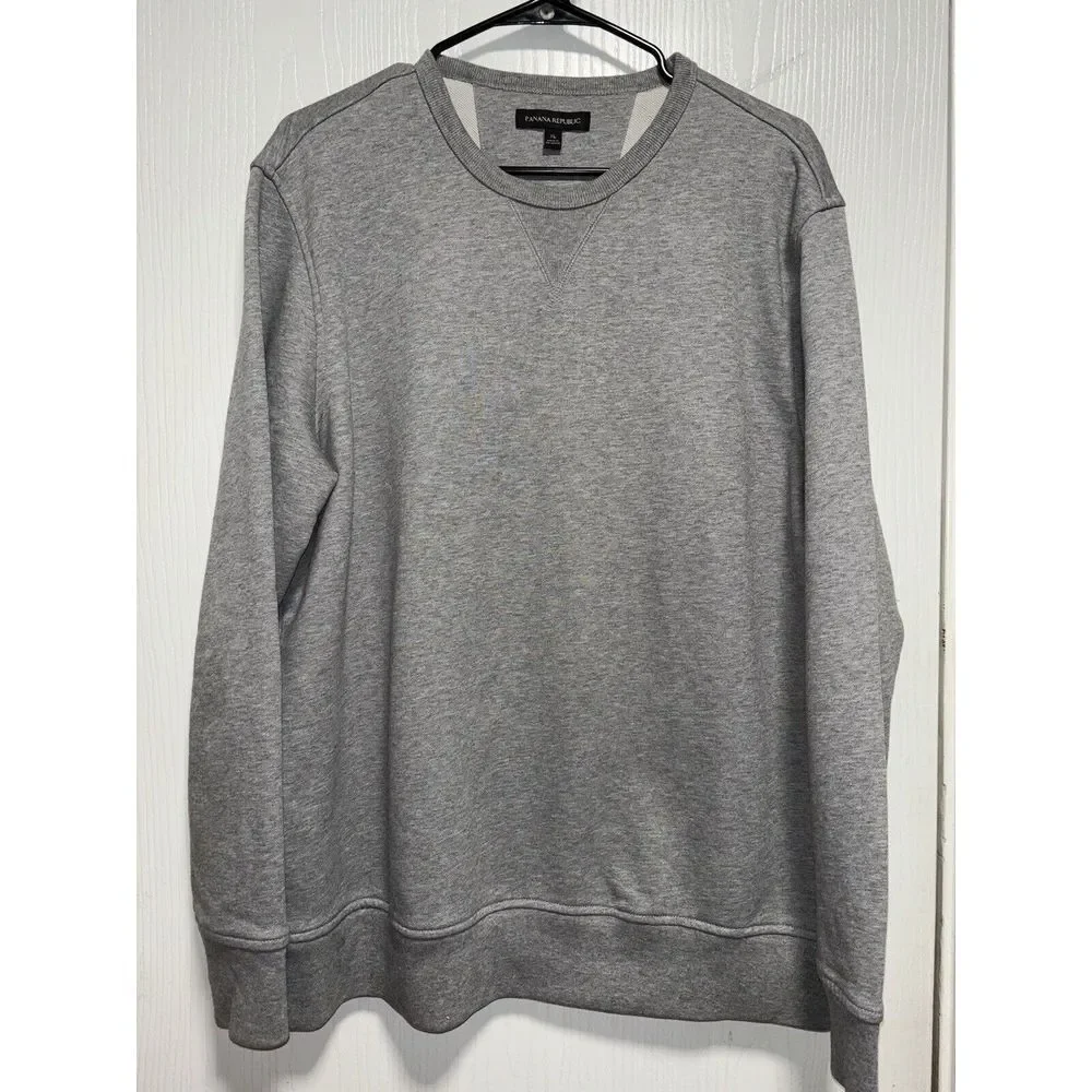 Banana Republic Mens Sweater Gray Long‎ Sleeve Crew Neck Knit Pullover Size XL